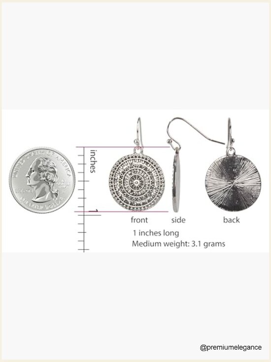 Gold Teardrop Filigree Earrings Boho Chic Moroccan Medallion  Gold Boho Drop Earrings with Filigree Medallion Charm – 1.75 Inch Dangle